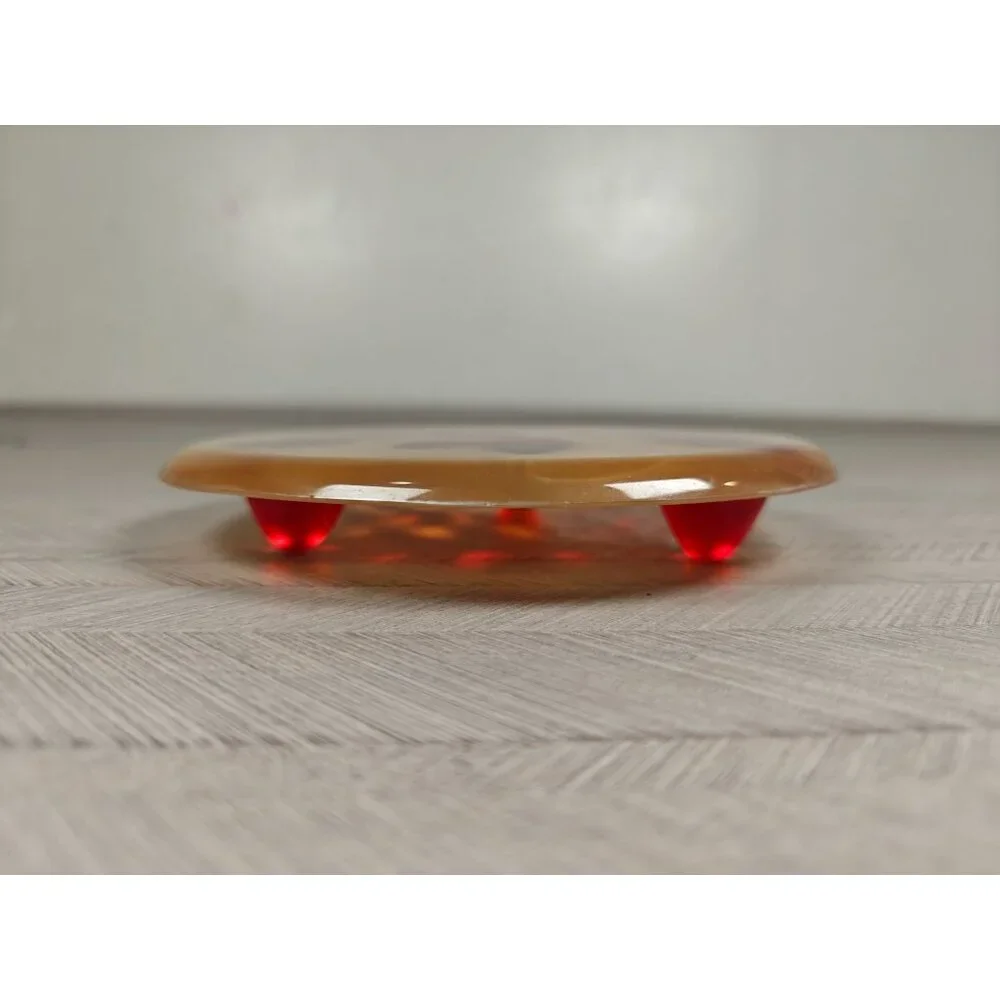 Vintage House Of Mosaics Plastic Trivet Red Orange Floral MCM Design Handcrafted
